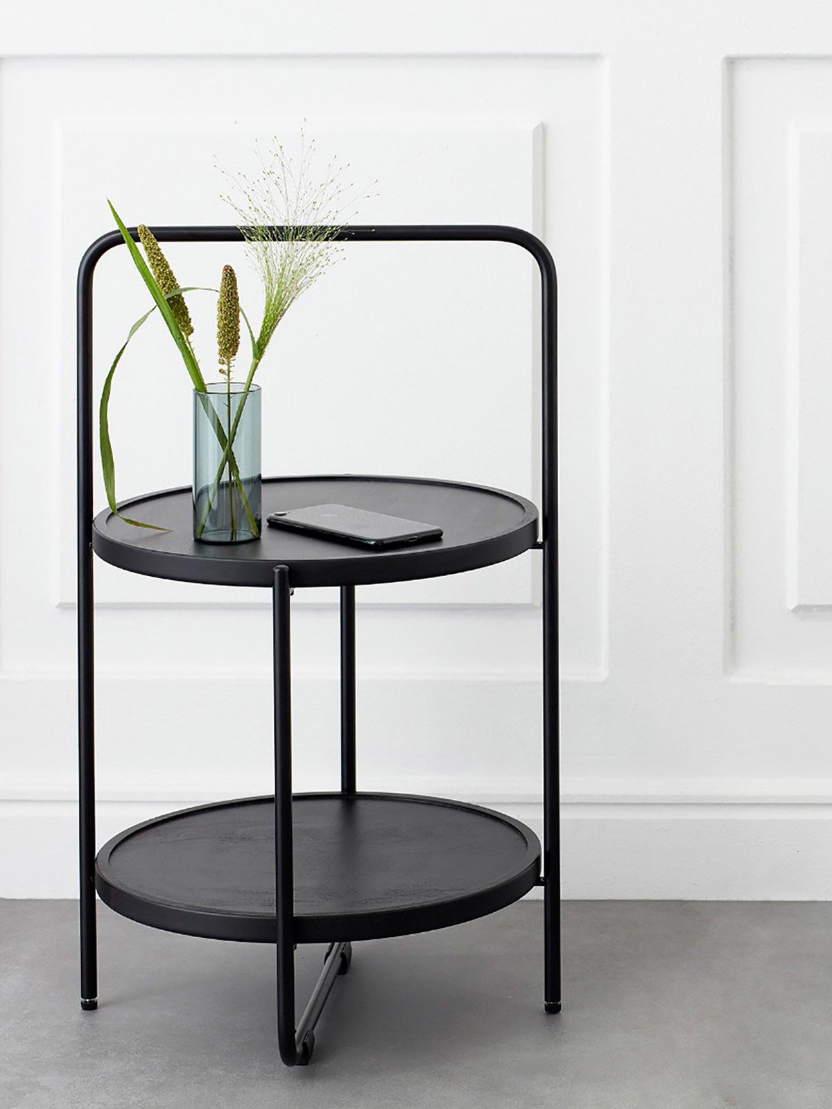 Black metal deals tray table